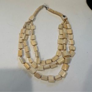 Hand‎ made in India blonde wood beaded necklace